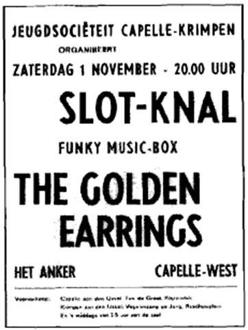 Golden Earrings show ad November 01, 1969 Capelle - Het Anker